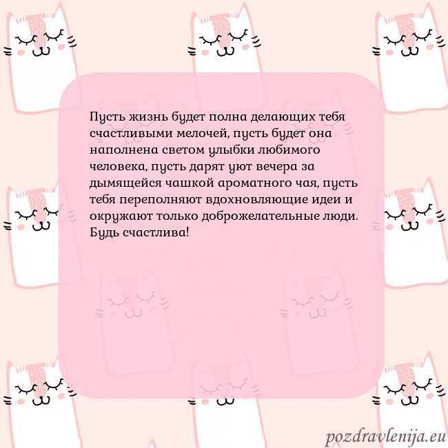 Розовая открытка с забавными кошками