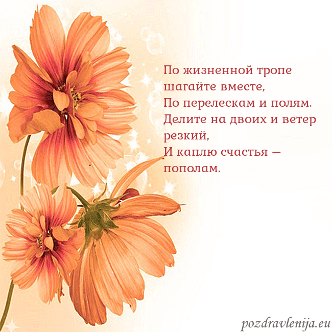 Открытка с оранжевыми цветами По жизненной тропе шагайте вместе,
По перелескам Открытка с оранжевыми цветами