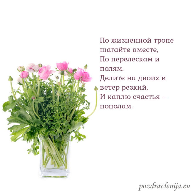 Открытка с цветами в вазе По жизненной тропе шагайте вместе,
По перелескам Открытка с цветами в вазе