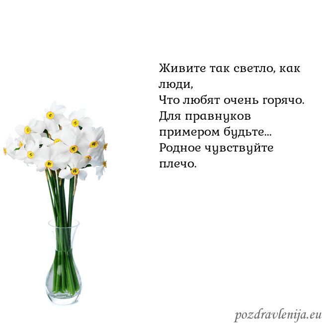 Открытка с нарциссами Живите так светло, как люди,
Что любят очень горя Открытка с нарциссами