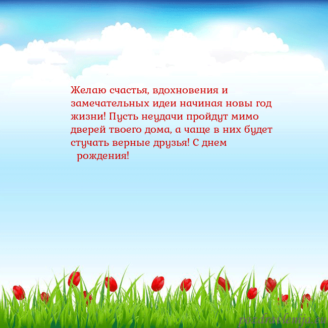 Открытка с тюльпанами