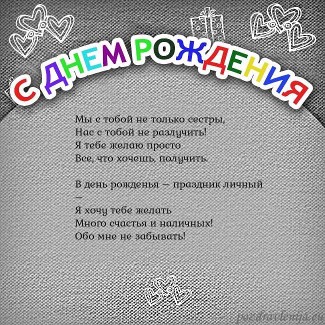 Открытка на день рождения с цветной надписью