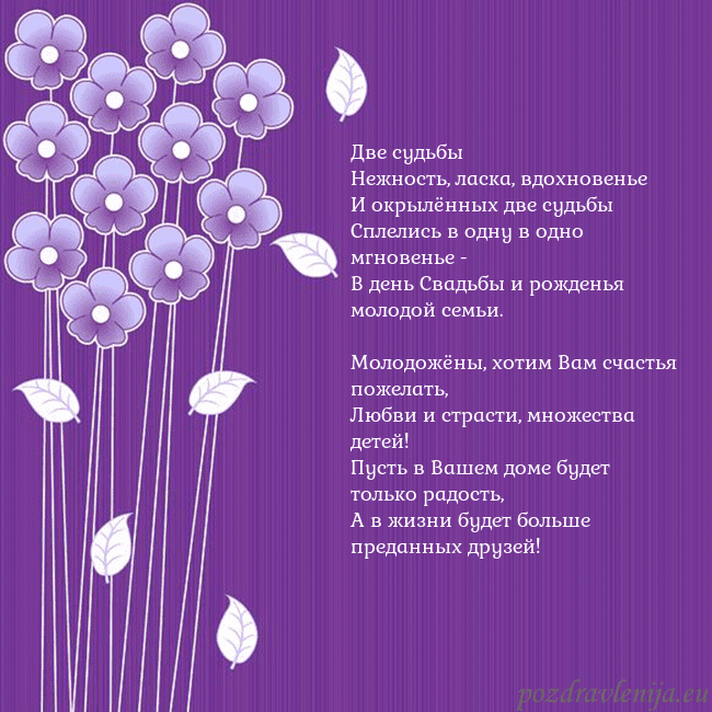 Открытка с фиолетовыми цветами Две судьбы
Нежность, ласка, вдохновенье
И окрылённ Открытка с фиолетовыми цветами