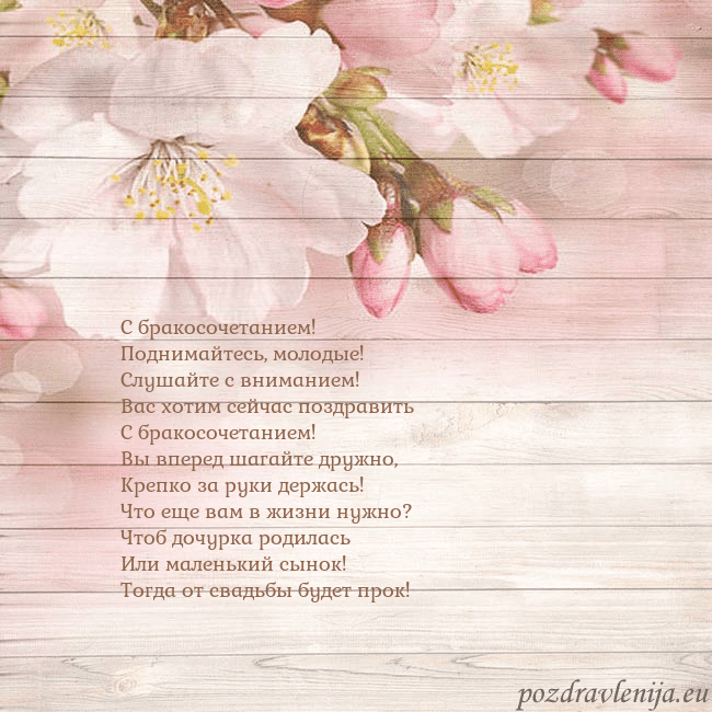 Открытка с цветами яблони С бракосочетанием!
Поднимайтесь, молодые!
Слушайте Открытка с цветами яблони