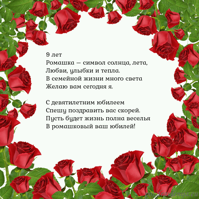 Открытка с красными розами 9 лет
Ромашка – символ солнца, лета,
Любви, улыбки Открытка с красными розами
