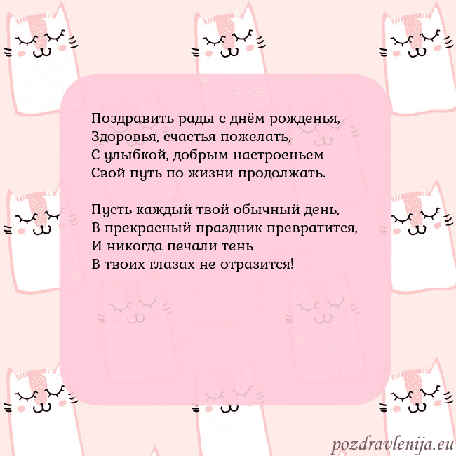 Розовая открытка с забавными кошками