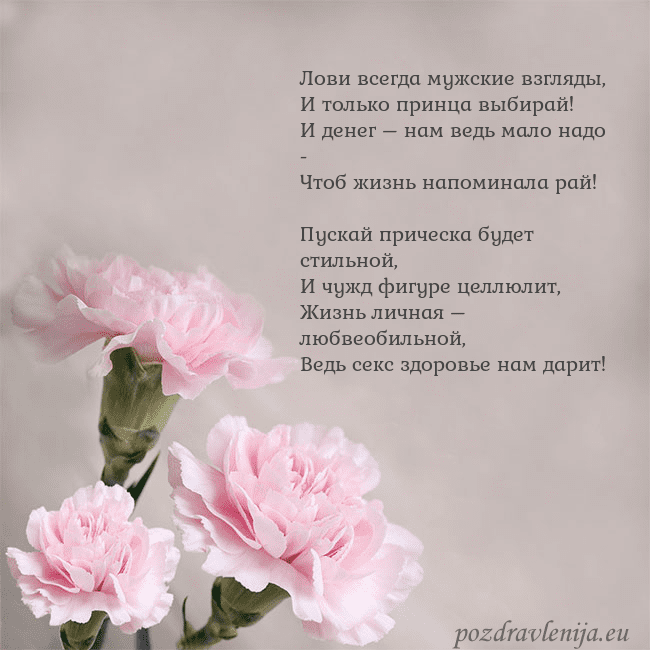 Открытка с розовыми гвоздиками