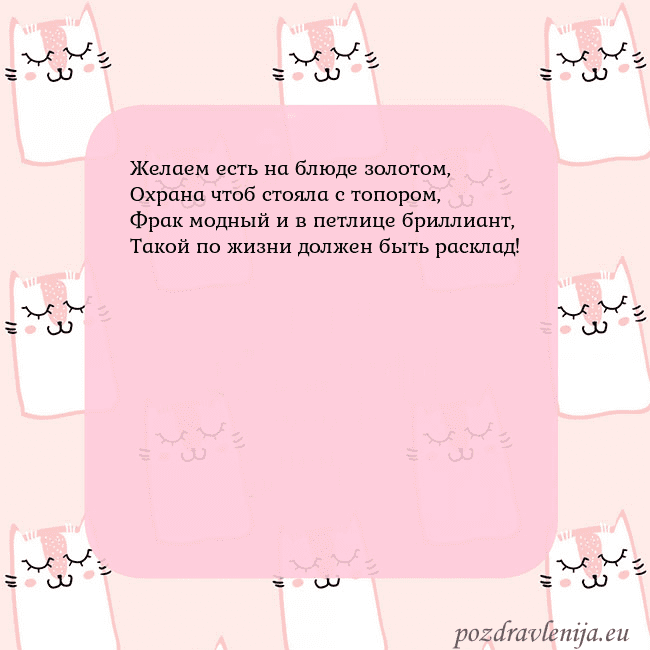 Розовая открытка с забавными кошками