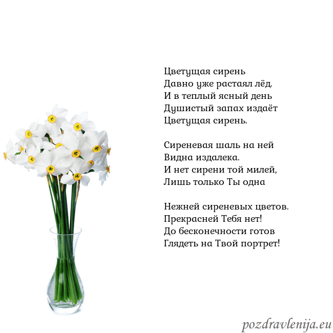 Открытка с нарциссами Цветущая сирень
Давно уже растаял лёд.
И в теплый Открытка с нарциссами