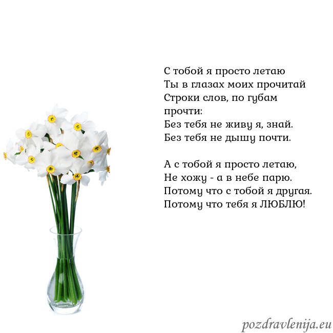 Открытка с нарциссами С тобой я просто летаю
Ты в глазах моих прочитай
С Открытка с нарциссами
