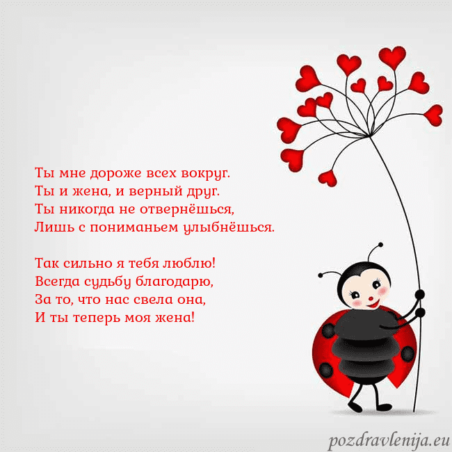 Открытка с божьей коровкой Ты мне дороже всех вокруг.
Ты и жена, и верный дру Открытка с божьей коровкой