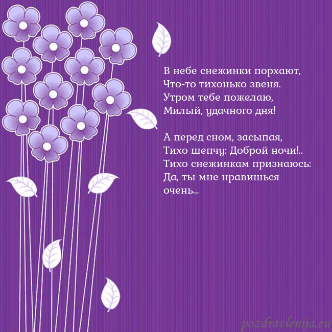 Открытка с фиолетовыми цветами В небе снежинки порхают,
Что-то тихонько звеня.
Ут Открытка с фиолетовыми цветами