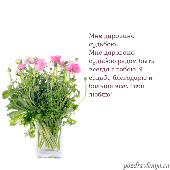 Открытка с цветами в вазе Мне даровано судьбою...
Мне даровано судьбою рядом Открытка с цветами в вазе