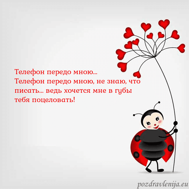 Открытка с божьей коровкой Телефон передо мною...
Телефон передо мною, не зна Открытка с божьей коровкой