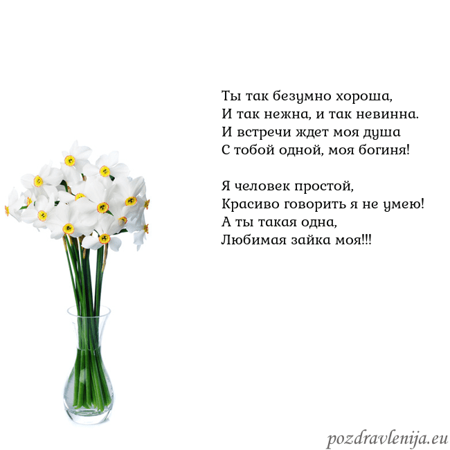 Открытка с нарциссами Ты так безумно хороша,
И так нежна, и так невинна. Открытка с нарциссами