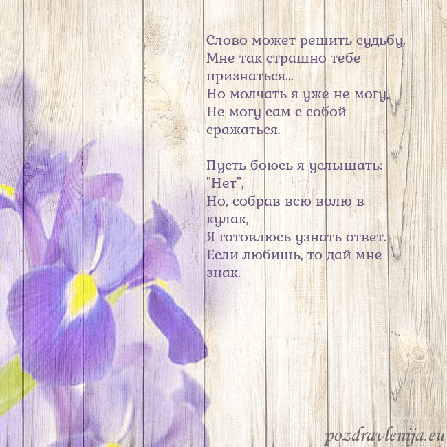 Открытка с ирисами Слово может решить судьбу.
Мне так страшно тебе пр Открытка с ирисами