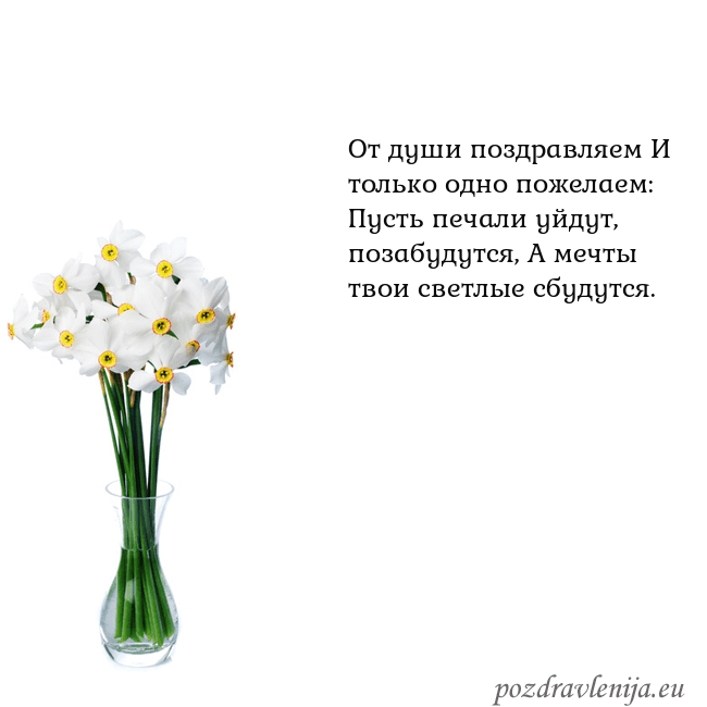 Открытка с нарциссами