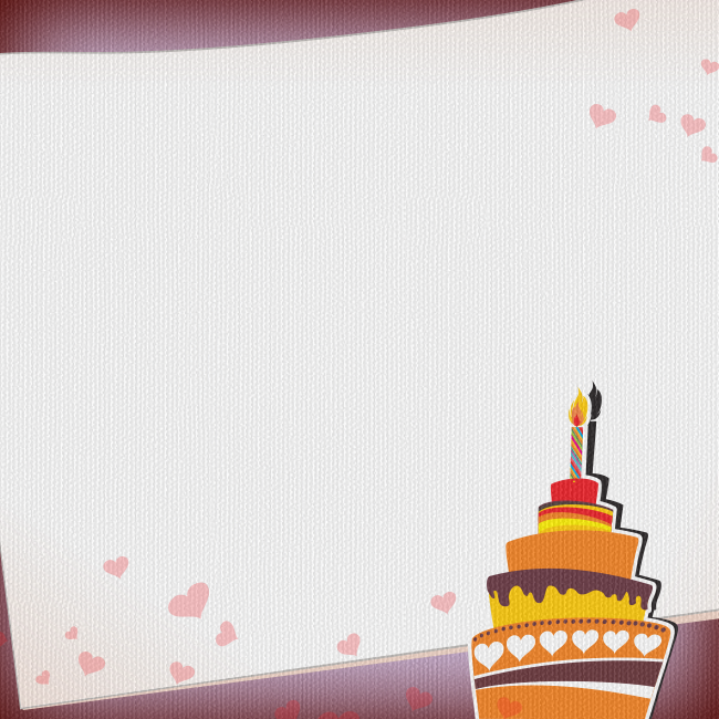 Открытки с днем рождения Открытка на день рождения с тортом и сердечками