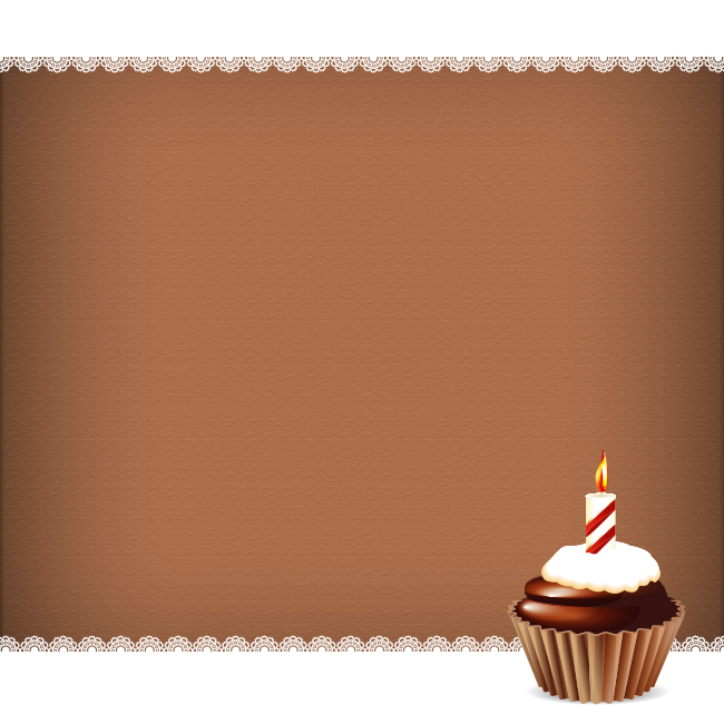 Открытки с днем рождения Открытка на день рождения с кексом и свечкой