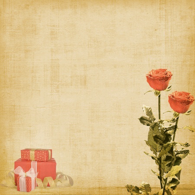 Открытки с днем рождения Открытка с розами и подарками