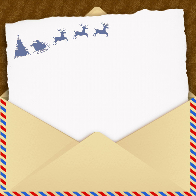 Рождественские открытки по электронной почте Рождественская открытка с конвертом и оленями
