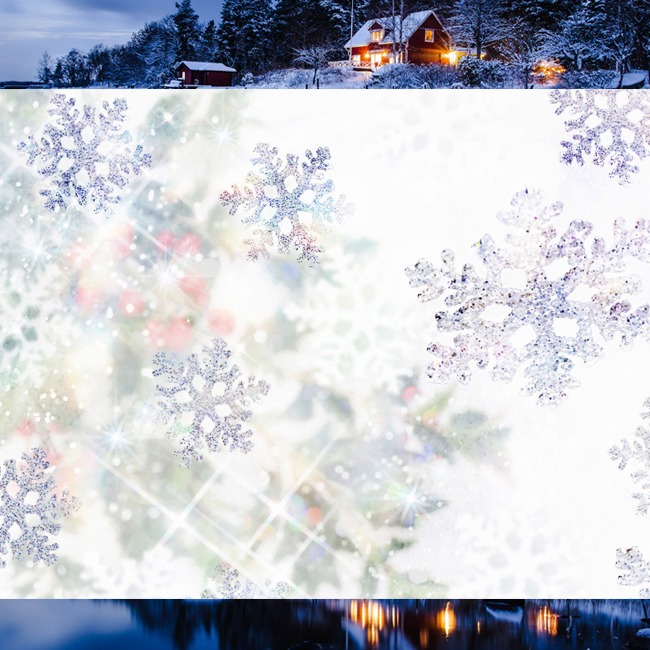 Рождественские открытки по электронной почте Рождественская открытка со снежинками и деревней