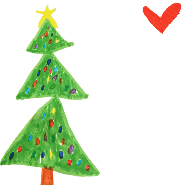Рождественские открытки по электронной почте Новогодняя открытка с елкой и сердцем
