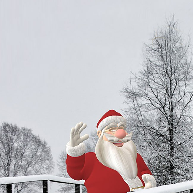 Рождественские открытки по электронной почте Открытка с Дедом Морозом и заснеженными деревьями