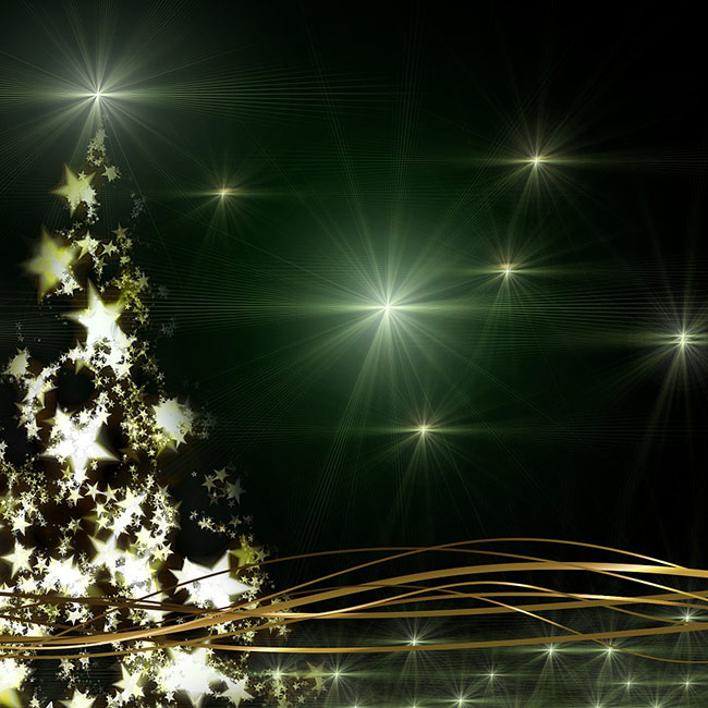 Рождественские открытки по электронной почте Зеленая рождественская открытка с золотой сияющей елкой